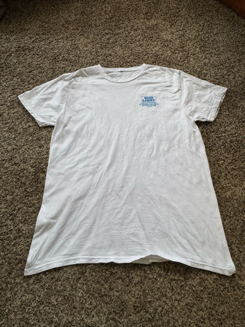 White Short Sleeve Tee with Small Chest Logo bud light